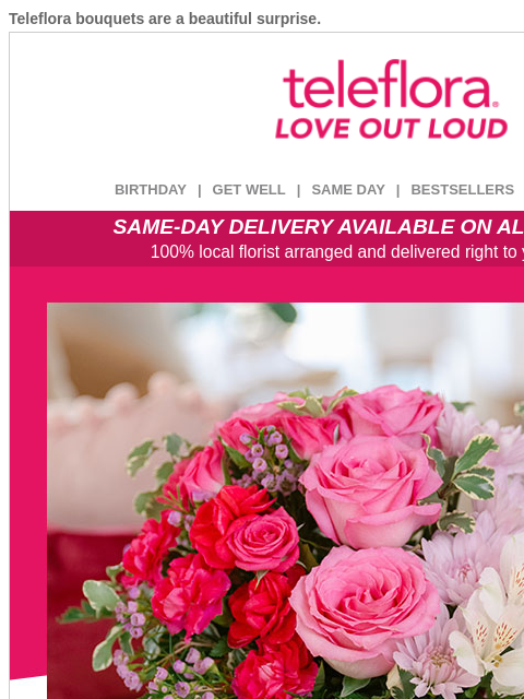 teleflora newsletter: Love Out Loud 🥰Enjoy 20% Off