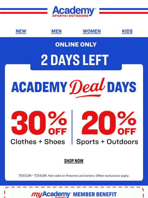 academy newsletter: Don't Miss Out on 30% Off Clothes + Shoes Online