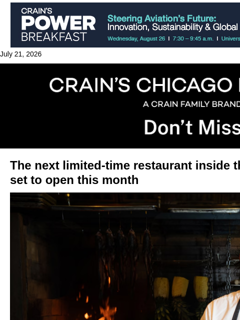 crainalerts newsletter: What's next for the old Charlie Trotter’s space