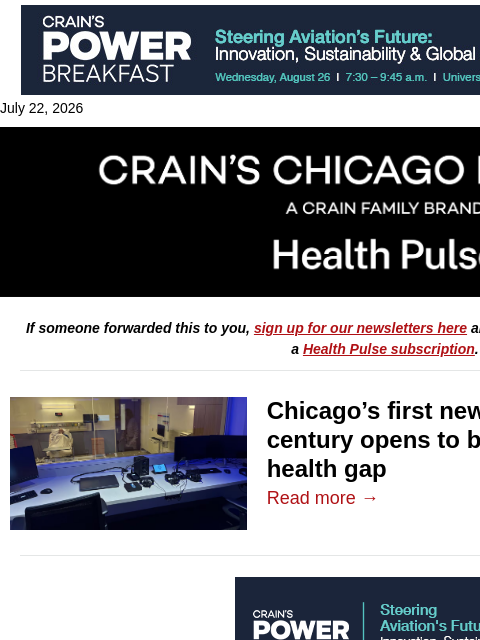 crainalerts newsletter: Inside Chicago's first new med school in a century