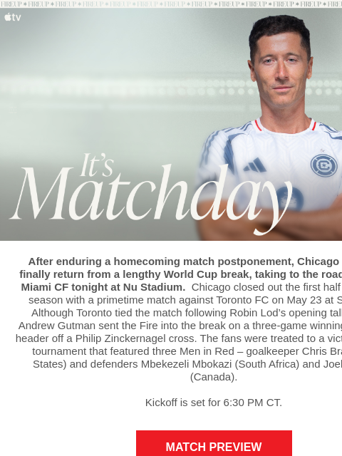 chicagofirefc newsletter: TONIGHT: Chicago Fire vs Inter Miami