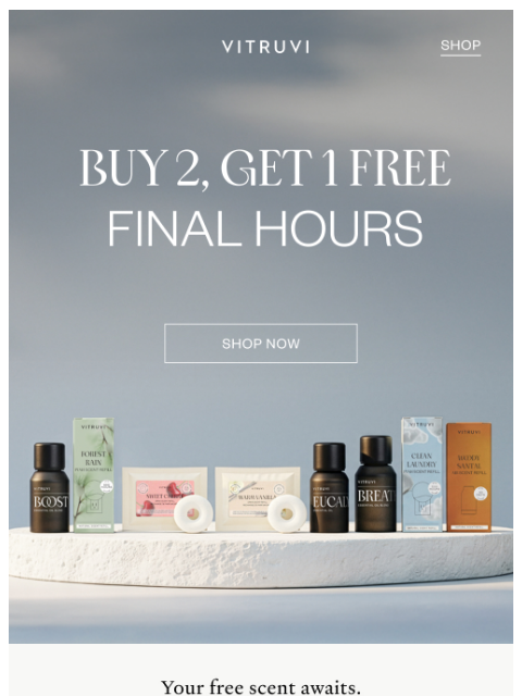 vitruvi newsletter: LAST CALL For A Free Scent 🌿