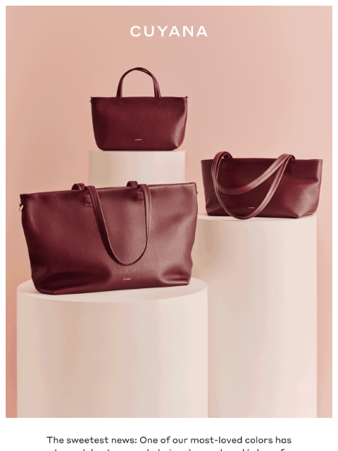 cuyana newsletter: Back in Stock: Cherry
