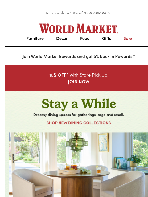 emailworldmarket newsletter: Our NEW dining collections are 🤌 