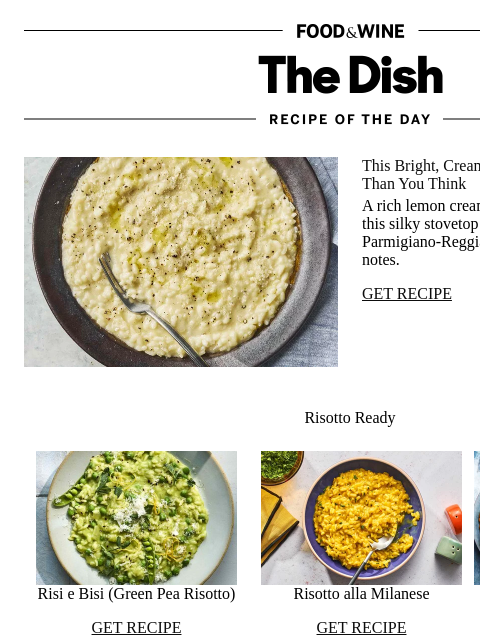foodandwine newsletter: Lemon-Parmesan Risotto