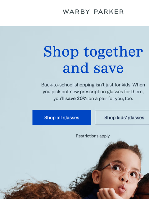warbyparker newsletter: Start the semester with 20% off
