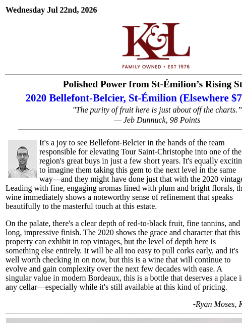 klwines newsletter: 98-Point Bordeaux Value Back In Stock