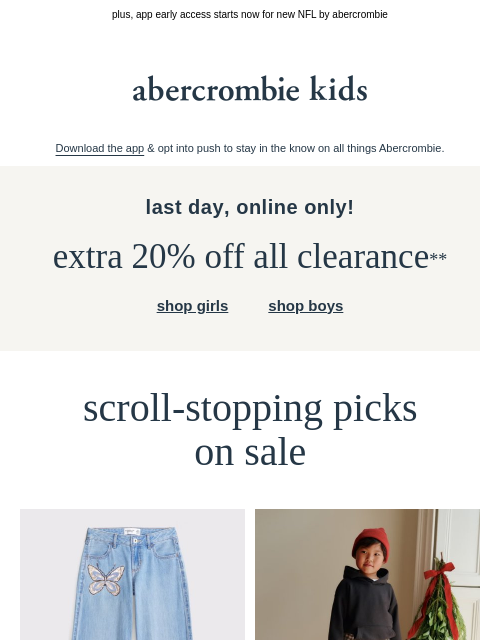 abercrombie newsletter: last day for clearance on sale
