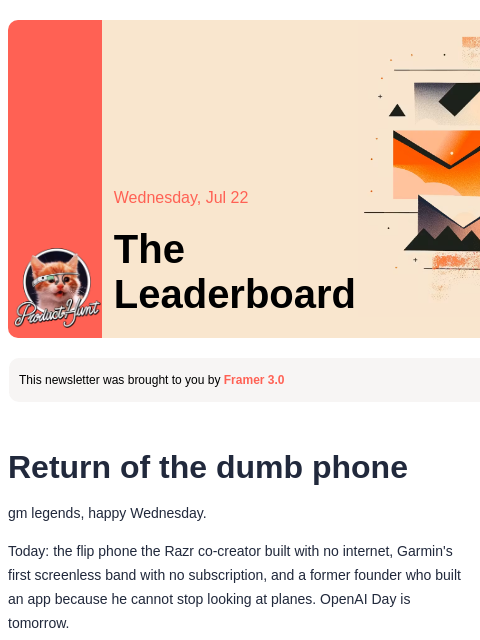 producthunt newsletter: 😸 Return of the dumb phone
