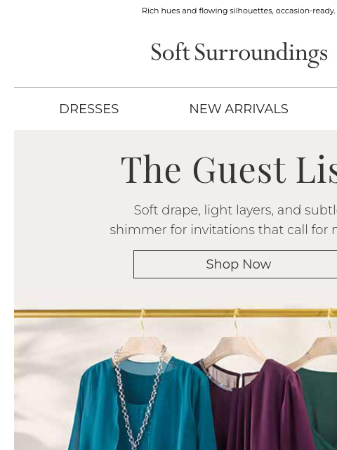 softsurroundings newsletter: New on the Guest List