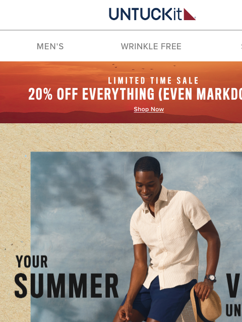 untuckit newsletter: 20% Off These Summer Vibes 🌞🍹✌️