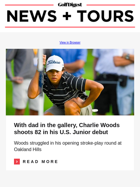 The craziest stat from Xander Schauffele's Sunday at Royal Troon GolfDigest View in Browser Charlie Woods With dad in the gallery, Charlie Woods shoots 82 in his US Junior debut Woods struggled in