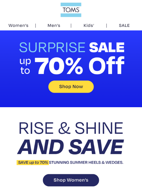 toms newsletter: Heels & Wedges Starting at $30