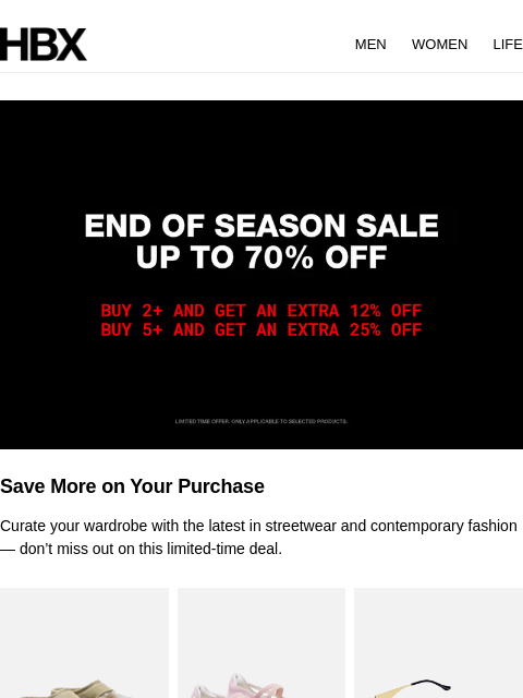 hbx newsletter: Extra Discount: Get 12% Off 2+ Items or 25% Off 5+...