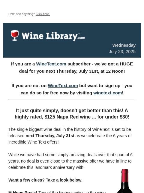 winelibrary newsletter: The Biggest Wine Deal in the 6 Year History of Win...