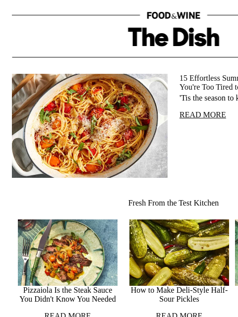 foodandwine newsletter: 15 Effortless Summer Pasta Recipes When You're Too...