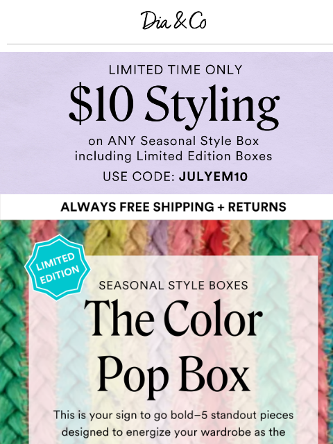 dia newsletter: The Box Bold Enough to Sell Out, now BACK!