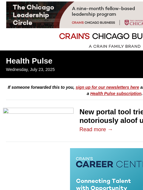 crainalerts newsletter: The urgent care portal problem