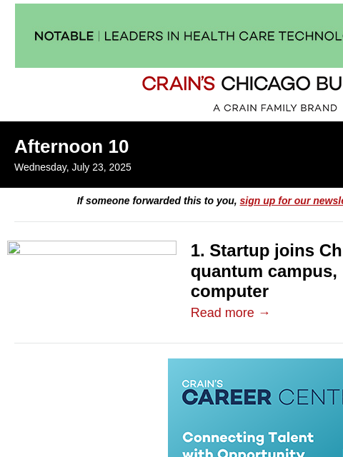 crainalerts newsletter: New player enters Chicago's quantum campus