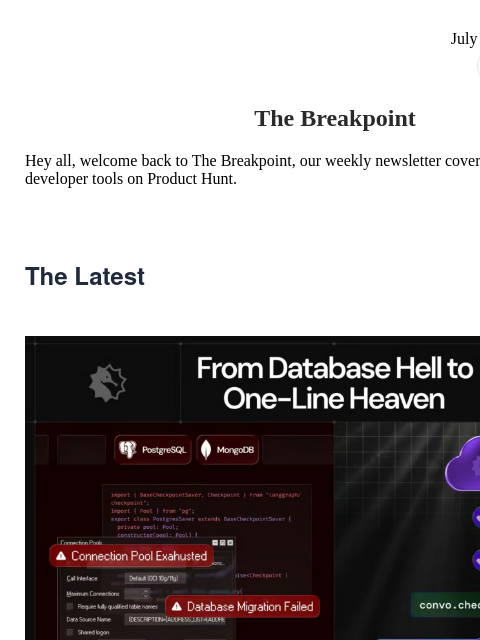 producthunt newsletter: 🛠️ End database hell