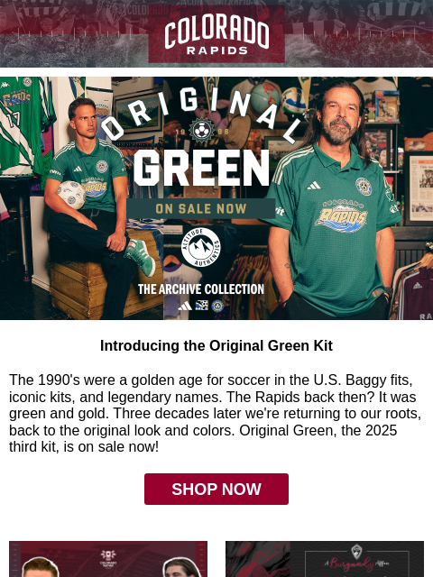 thecoloradorapids newsletter: Rapids Original Green Kit On Sale Now