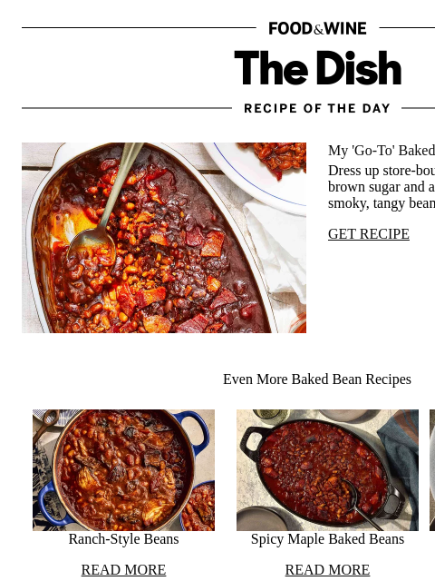 foodandwine newsletter: My 'Go-To' Baked Beans