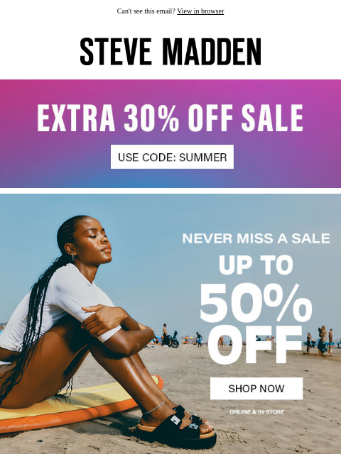 stevemadden newsletter: Three Words: Summer. Shoe. Sale.