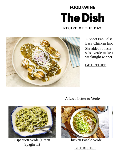 foodandwine newsletter: Enchiladas Verdes