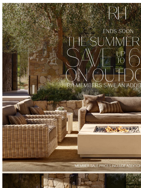 rh newsletter: Savings Up to 60% on Outdoor Ends Soon