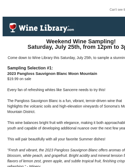 winelibrary newsletter: Stop in this Saturday to sample a remarkable line-...