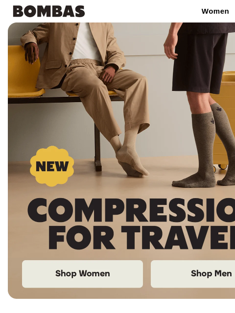 bombas newsletter: NEW Compression Made for Travel