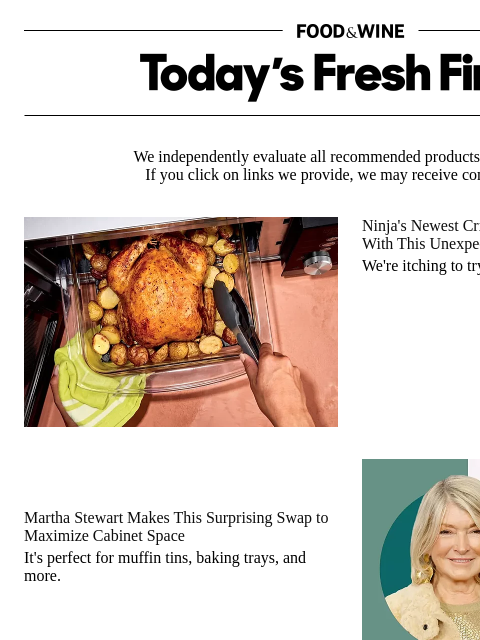 foodandwine newsletter: Martha Stewart's Surprising Hack to Save Cabinet S...