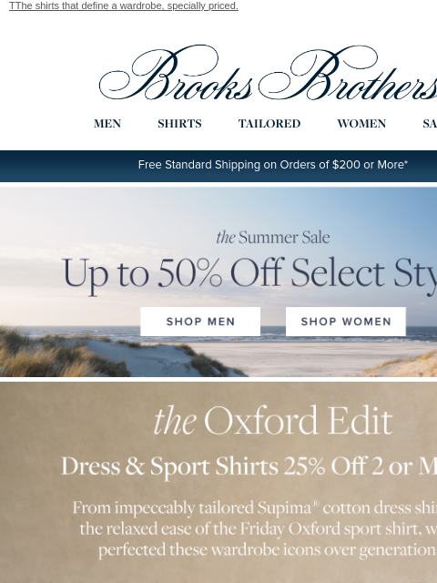 brooksbrothers newsletter: The iconic oxford—25% off 3 or more