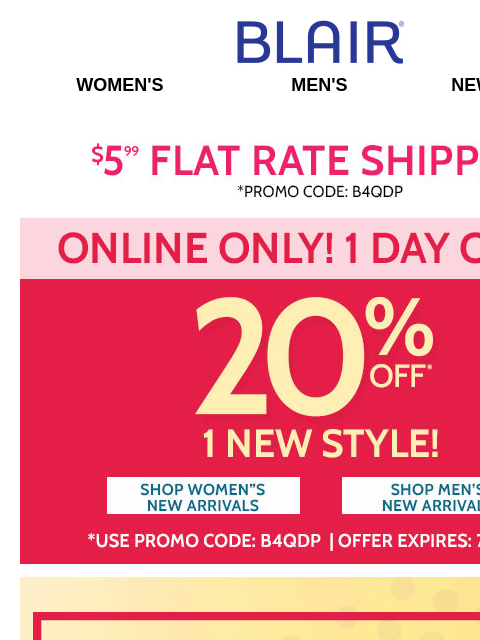 ONLINE ONLY: 20% Off 1 NEW Style! ~ WEB WOW! $14.98 JB Linen Shirts, Pants & Shorts (ALL Sizes)! ~ Big Summer Savings on Wear Now Styles & Low-Priced Clearance! Blair Women's Men's New