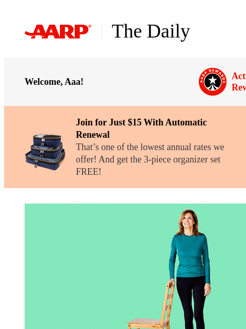 aarp newsletter: The Daily — #1 Exercise for Balance