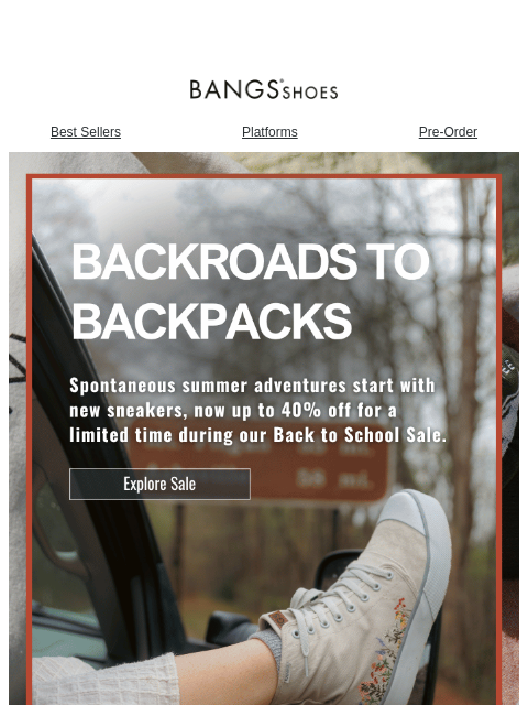 bangsshoes newsletter: Back to School Sale is Now Live! 🌞