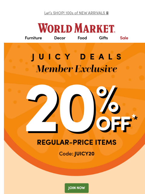 emailworldmarket newsletter: 🙌 Ready for fun? 20% off starts NOW!