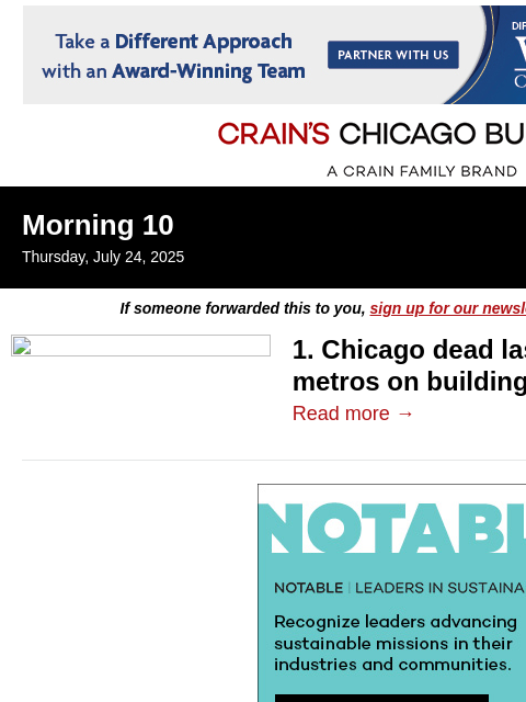 crainalerts newsletter: Chicago is dead last in new home construction