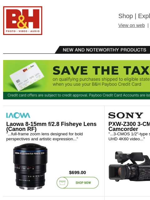 bhphotovideo newsletter: New Gear from Sony, Atomos, Aputure, Laowa, Godox,...