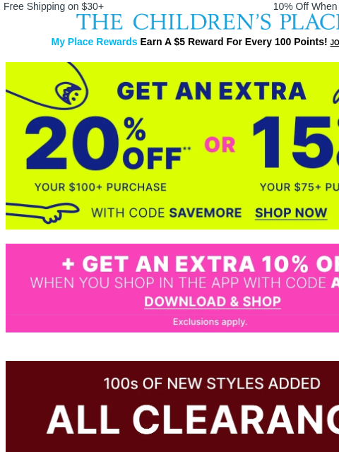 childrensplace newsletter: FLASH SALE: 70% off ALL Clearance (100s of new sty...