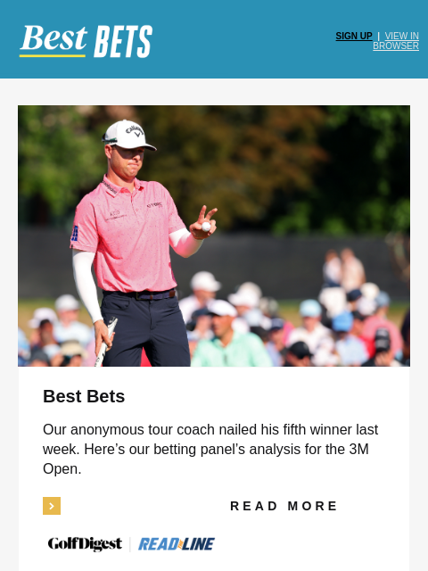 golfdigest newsletter: Our experts’ favorite plays for the 3M Open