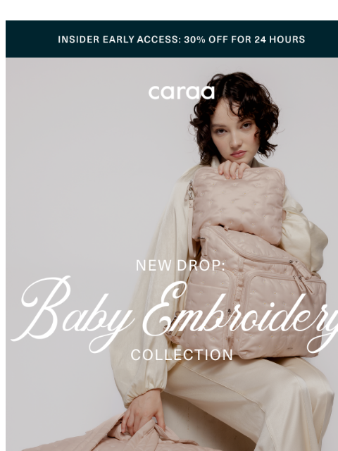 caraa newsletter: Early Access: Embroidered Baby Bags — 30% Off 🌷