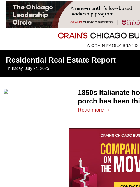 crainalerts newsletter: 1850s Italianate-style home in Batavia for sale