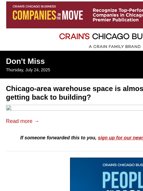 crainalerts newsletter: Are developers building more warehouse space?