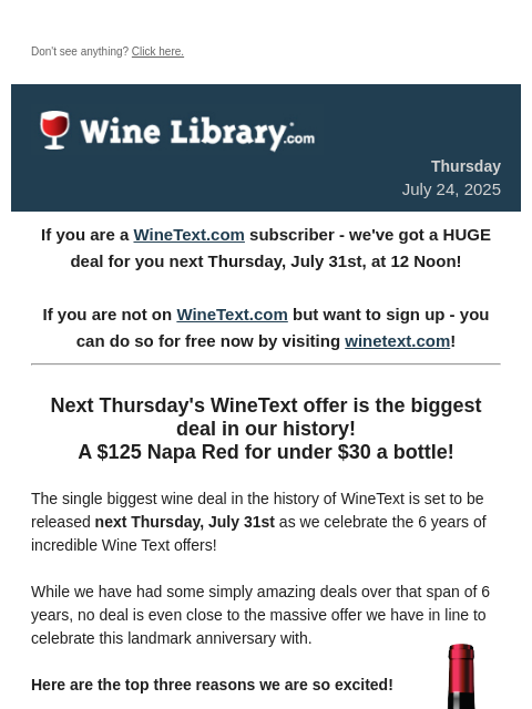 winelibrary newsletter: 3 Reasons you can't miss next Thursday's Wine Text...