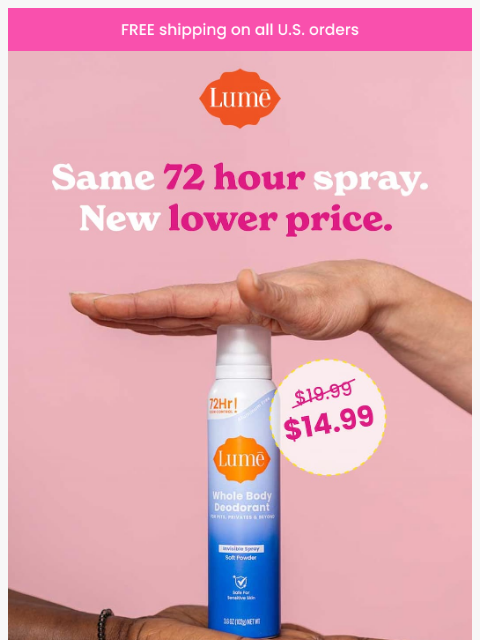 lumedeodorant newsletter: PRICE DROP: Spray is now $14.99! 🥳