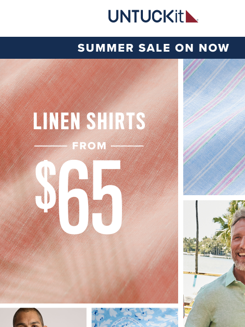 untuckit newsletter: From $65: Linen Shirts On Sale Now ☀️