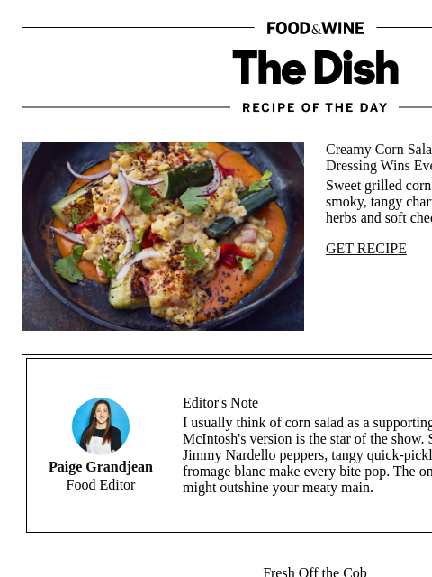 foodandwine newsletter: Creamy Corn Salad