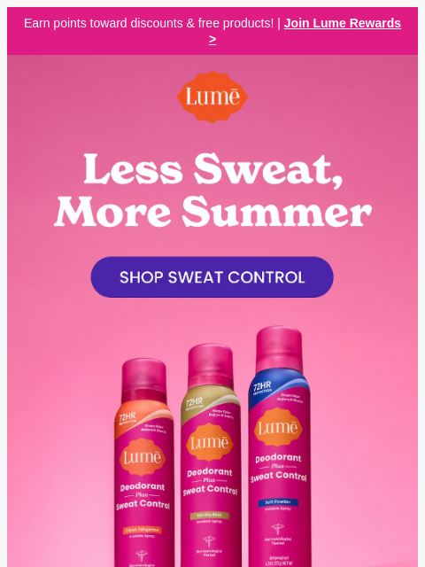 lumedeodorant newsletter: Save up to 27% on sweat control 🛑💦