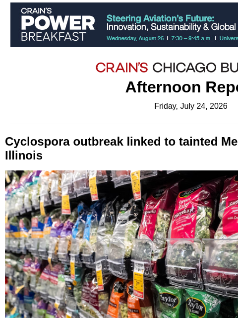 crainalerts newsletter: Cyclospora outbreak widens to Illinois